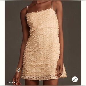 NWT Anthropologie Peach 3D Floral Mini Dress